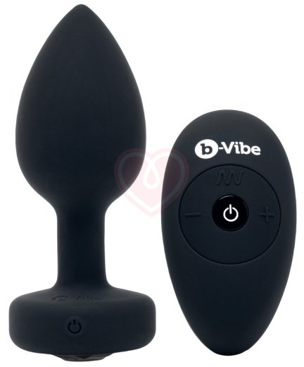 Вибропробка b-Vibe Vibrating Jewel Plug с кристаллом и пультом чёрная фото 2