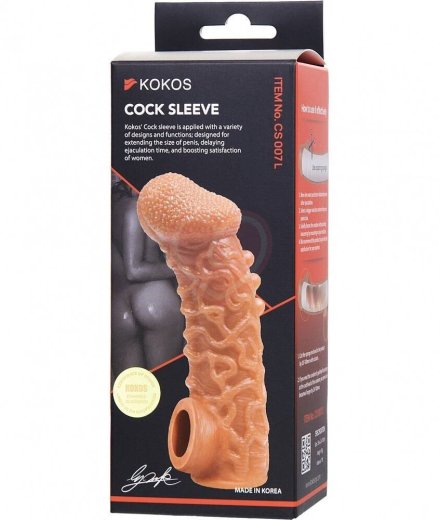 Насадка с бугорками и отверстием для мошонки Kokos Cock Sleeve CS007-L фото 4