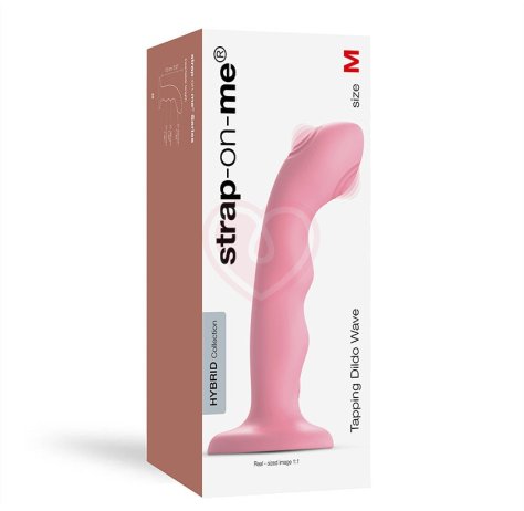 Вибратор с пульсирующей головкой Strap-On-Me Tapping Dildo Wave M розовый фото 15
