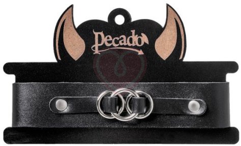 Чокер со связанными кольцами широкий Pecado BDSM черный фото 6