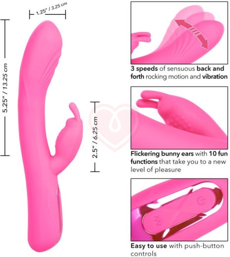Вибратор-кролик с подвижной головкой Elite Rocking Rabbit розовый фото 5