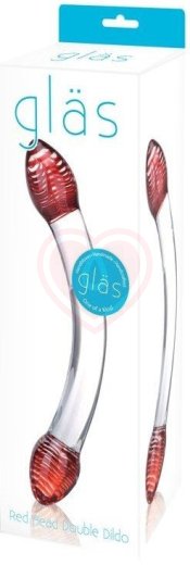 Изогнутый двойного стеклянный фаллос Red Head фото 2
