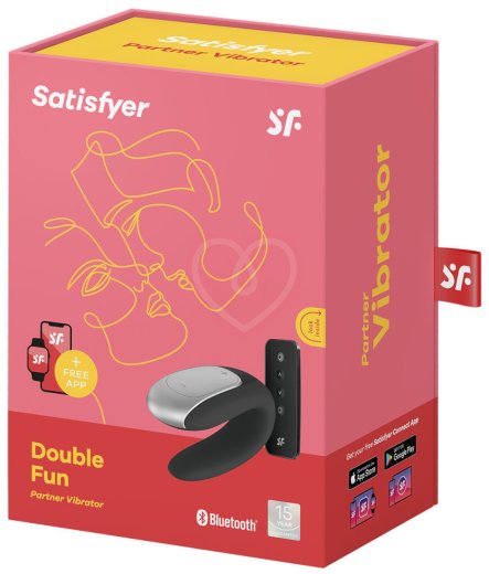 Парный вибратор Satisfyer Double Fun с управлением от приложения или пульта чёрный фото 6