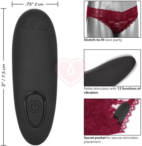Вибратор для клитора с бордовыми трусиками и пультом Lace Panty Set L/XL фото 5