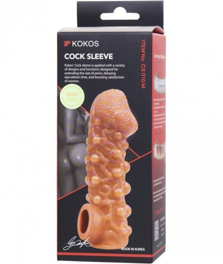 Насадка с шариками и отверстием для мошонки Kokos Cock Sleeve CS010-M фото 4