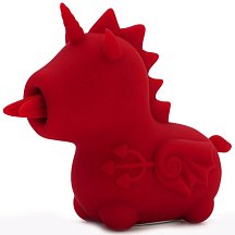 Клиторальный вибратор Unihorn Blaze Diablo со стимуляцией язычком красный