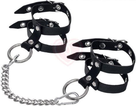 Оковы на ноги из двух ремешков с кольцом Pecado BDSM черные фото 1