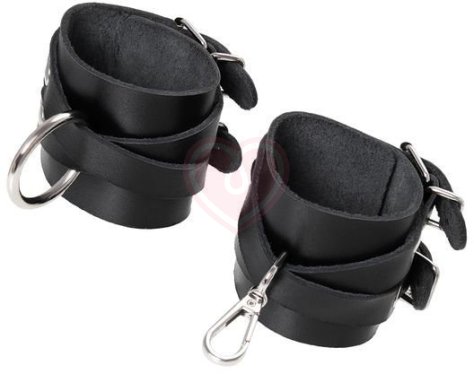 Наручники с короткой сцепкой-карабином Pecado BDSM черные фото 3