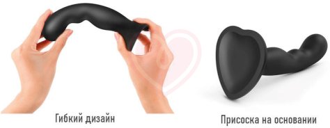 Фаллоимитатор с изгибом Strap-On-Me Dildo Plug P&G размер S 14 см черный фото 2