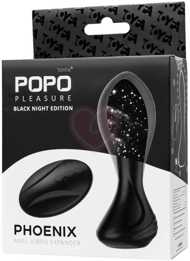 Надувная анальная пробка с вибрацией и пультом ДУ Popo Pleasure Phoenix чёрная фото 12