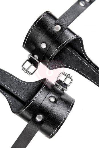 Мягкий подвес для рук с белой строчкой Pecado BDSM черный фото 7