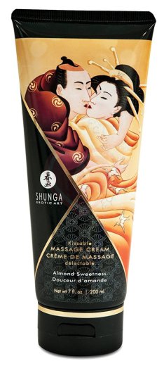 Съедобный массажный крем Shunga Необыкновенные поцелуи Миндальная сладость 200 мл фото 1