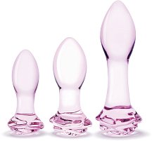 Набор стеклянных анальных пробок с розочками Glas Rosebud Butt Plug Set