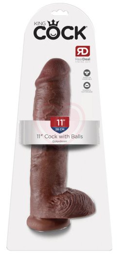 Фаллоимитатор на присоске с мошонкой King Cock with Balls 28 см коричневый фото 5