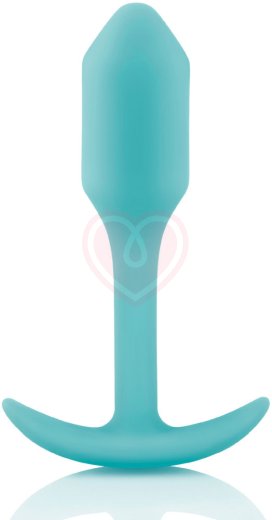 Утяжелённая анальная пробка для ношения b-Vibe Snug Plug 1 мини голубая фото 1
