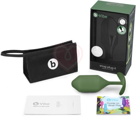 Утяжелённая анальная пробка для ношения b-Vibe Snug Plug 4 большая хаки фото 5