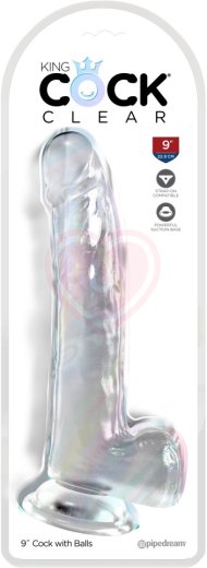 Гелевый фаллоимитатор с мошонкой King Cock Clear 20 см прозрачный фото 2