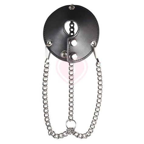 Кожаная утяжка для мошонки с металлическими цепочками Parachute Ball Stretcher фото 3