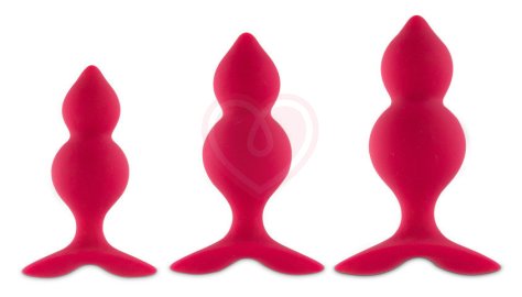 Набор Bibi Twin Butt Plug из 3 анальных пробок розовый фото 1