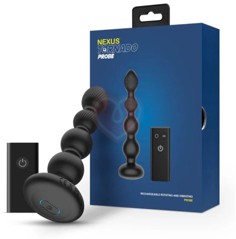 Анальная вращающаяся виброёлочка Nexus Tornado Beaded Probe чёрная фото 3