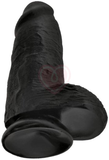 Толстый фаллоимитатор с мошонкой на присоске Pipedream King Cock Chubby черный фото 3