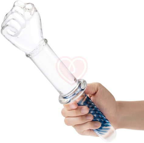 Стеклянный фаллоимитатор-кулак Glass Fist Double Ended With Handle Grip прозрачный фото 5