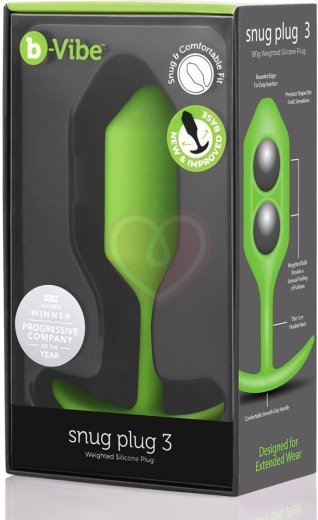 Утяжелённая анальная пробка для ношения b-Vibe Snug Plug 3 средняя лайм фото 6