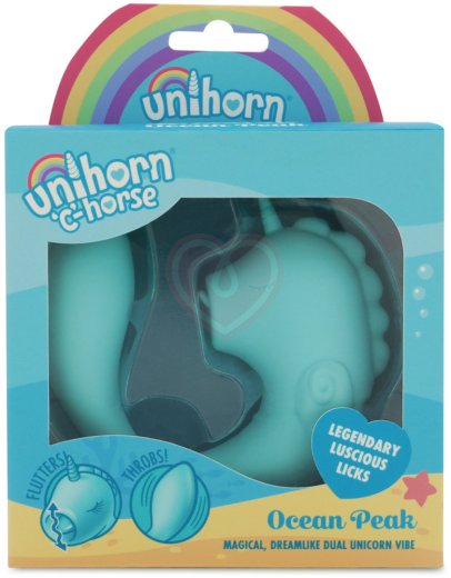 Двусторонний вибратор Unihorn C Horse Ocean Peak со стимуляцией язычком голубой фото 2