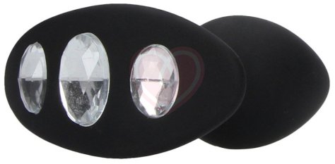 Анальная пробка для ношения с кристаллами Extra Large Diamond Butt Plug With Handle фото 2