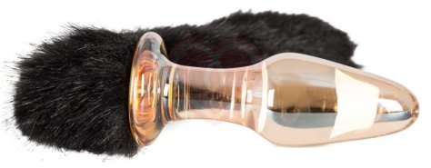 Стеклянная анальная пробка с хвостиком из меха Glas Plug фото 3